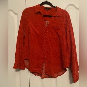 Velvet Heart Red Blouse with Black Dots